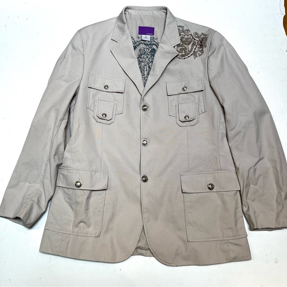 Empra Men’s Blazer.   Sz 2XL.   Light Tan w/ Brown Embroidery - Picture 1 of 8